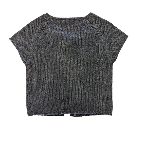 Luisa Cerano Mohair Wool Blend Knit Sweater Short Sleeve Single Button Top Shawl - Picture 3 of 7